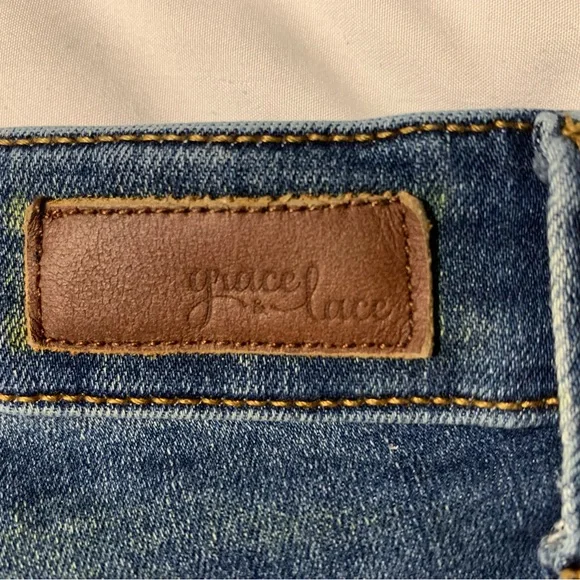 Grace & Lace Jeans Womens 2 Blue Jegging Skinny Stretch Knit Cotton Denim Dark - Picture 11 of 12